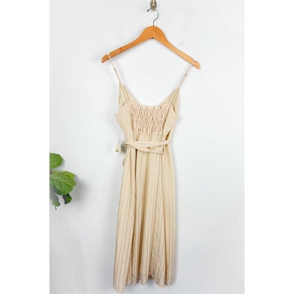 NWT Altar'd State Cream Striped Wrap Midi Dress Sz S - Picture 2 of 8